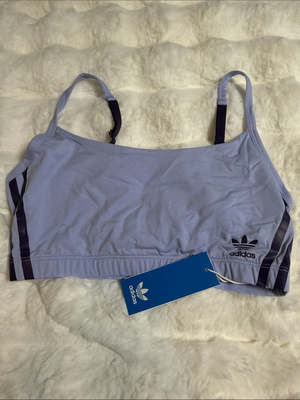 adidas Lavender Sports Bralette with Dark Purple Trim